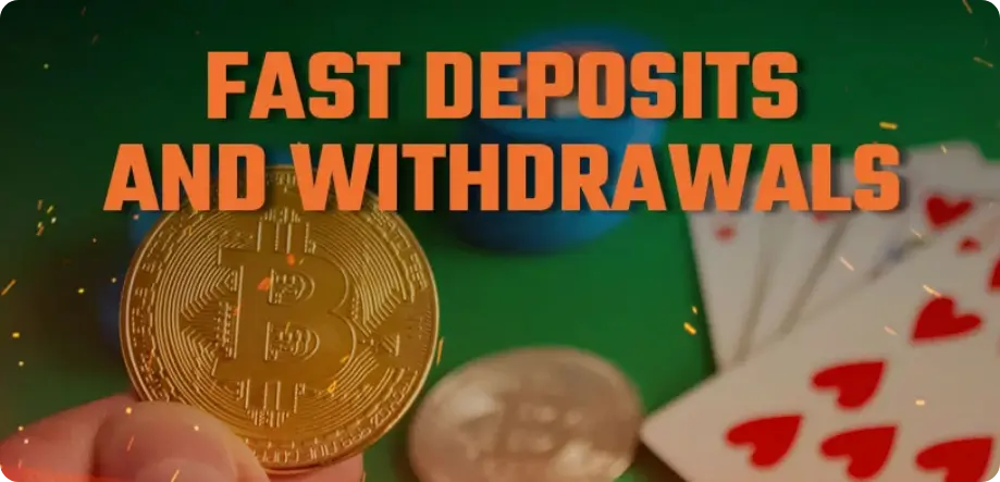 bitcoin coin with cards and gambling chips